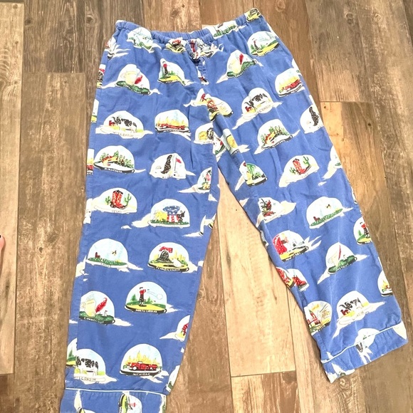 Nick & Nora Unisex Pajama Set SNOW GLOBES State Size Large Flannel Top & Bottoms - Picture 7 of 10